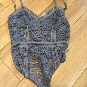 Lucy in the Sky Gray Lace Bodysuit